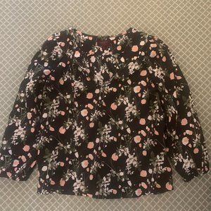 J.Crew Liberty of London Black Pullover Shirt w/flowers, size XS